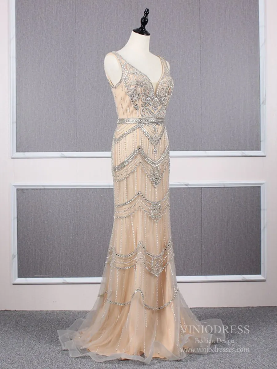 2 Piece Beaded Prom Dresses Vintage 20s Formal Party Dress FD2475