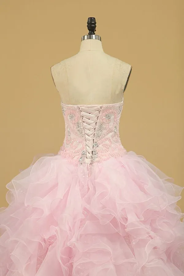 2024 Ball Gown Sweetheart Organza Quinceanera Dresses Court Train PC4K26K3