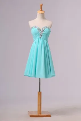 2024 Prom Dresses A Line Short/Mini Sweetheart Chiffon With PCYJEJ5Y