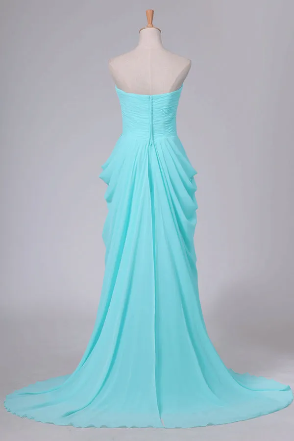 2024 Prom Dresses Sweetheart A Line Chiffon With Beads PK8CJ226