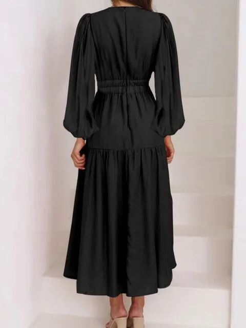 8 Elegant Long V-Neck Balloon Sleeve Maxi Dresses