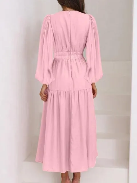 8 Elegant Long V-Neck Balloon Sleeve Maxi Dresses