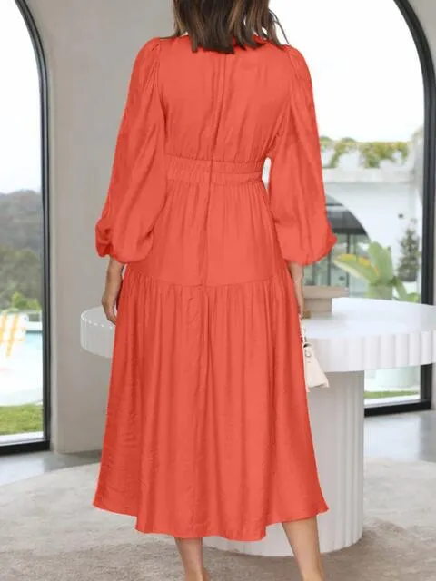 8 Elegant Long V-Neck Balloon Sleeve Maxi Dresses