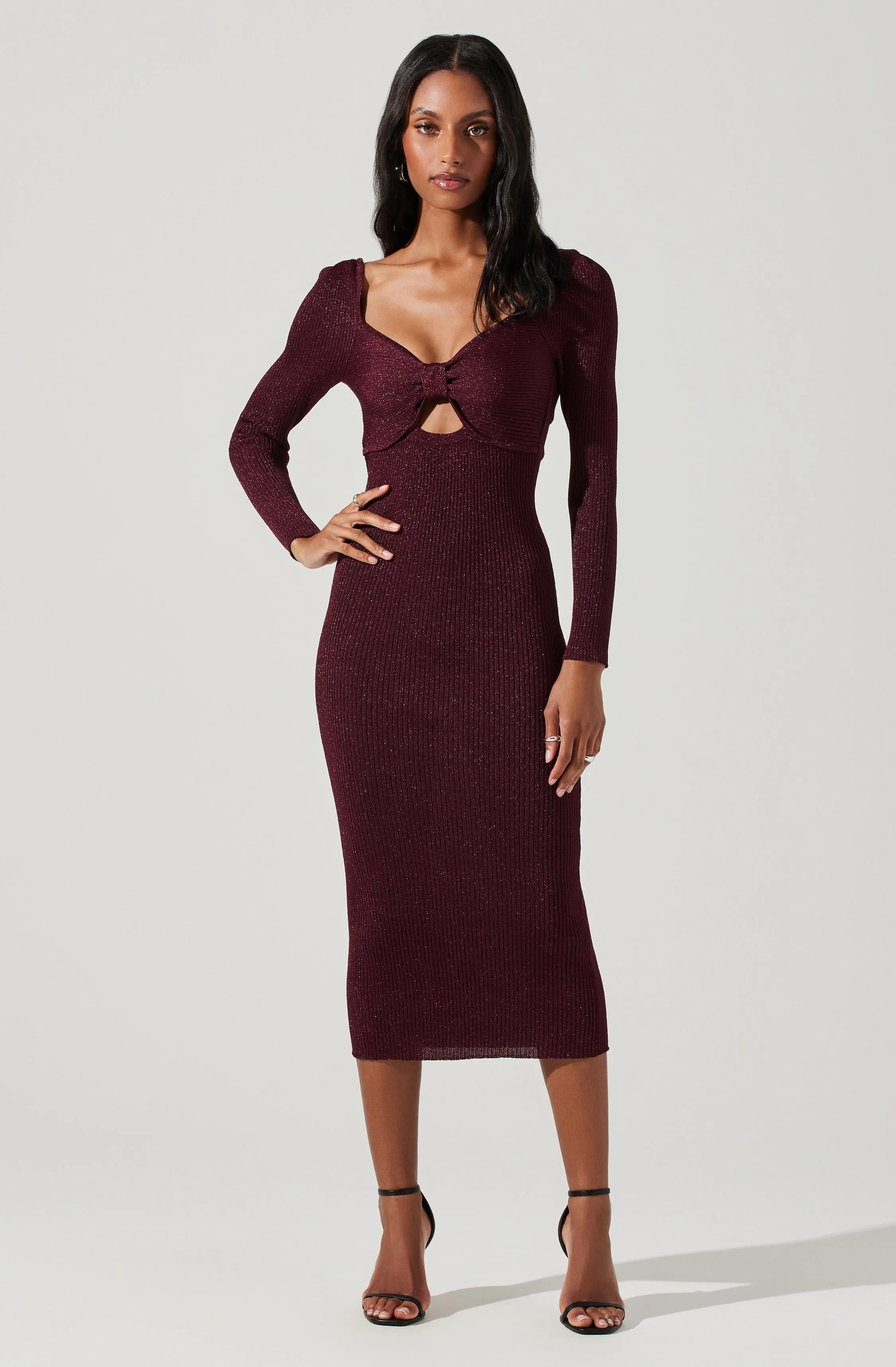 Anastasia Metallic Cutout Midi Sweater Dress