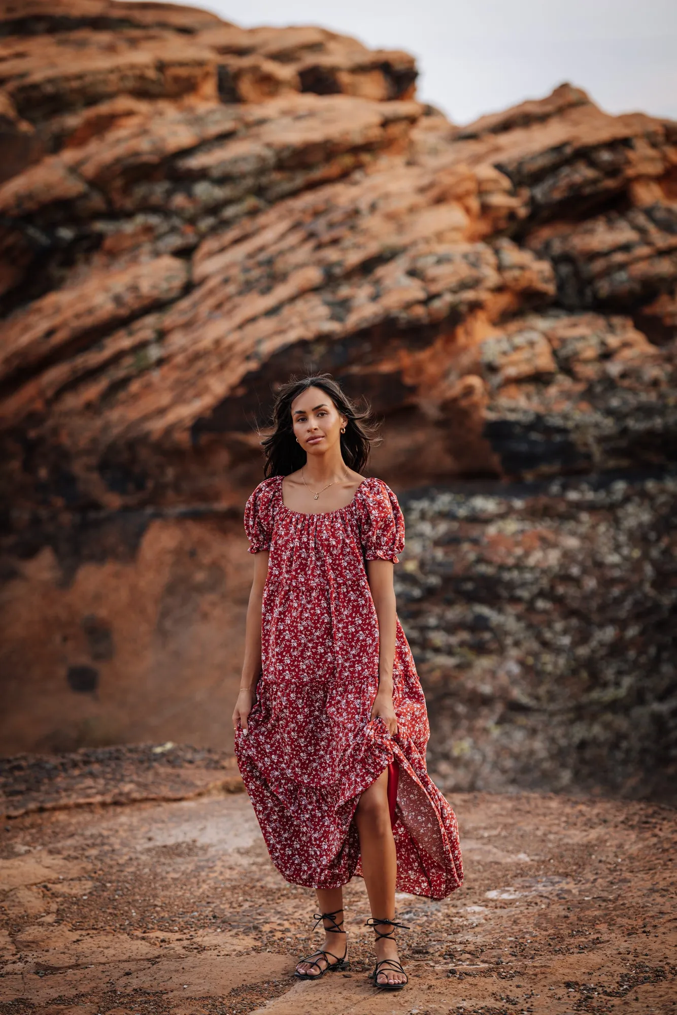 Bella Maxi Dress in Red - Coming Soon