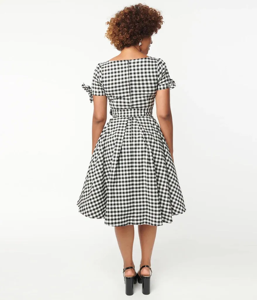 Black and White Gingham Doreen Swing Dress