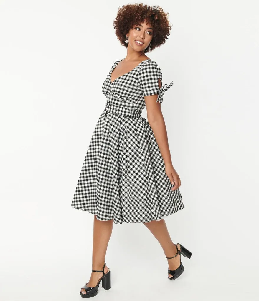 Black and White Gingham Doreen Swing Dress