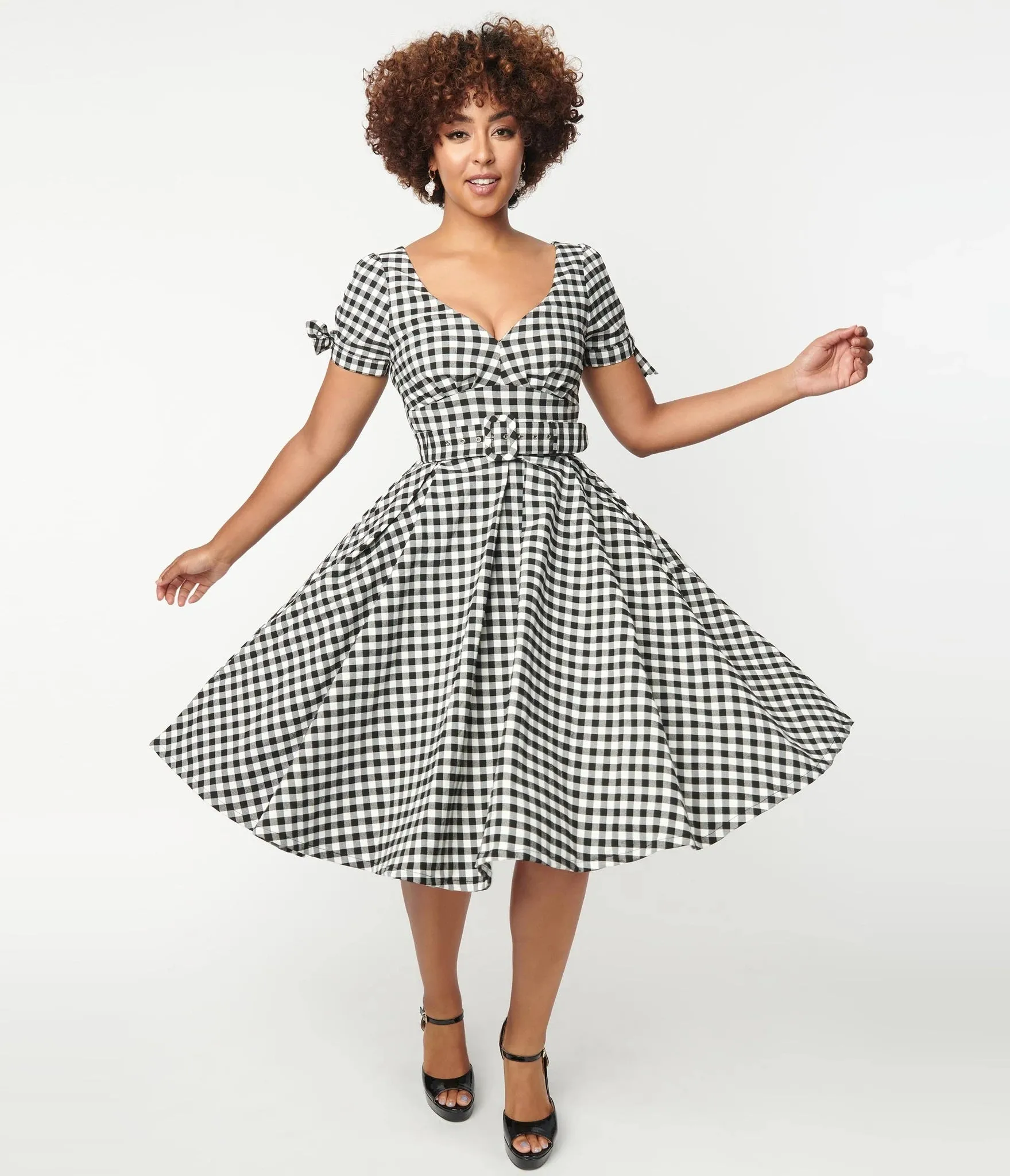 Black and White Gingham Doreen Swing Dress