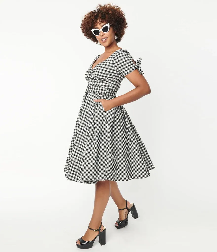 Black and White Gingham Doreen Swing Dress