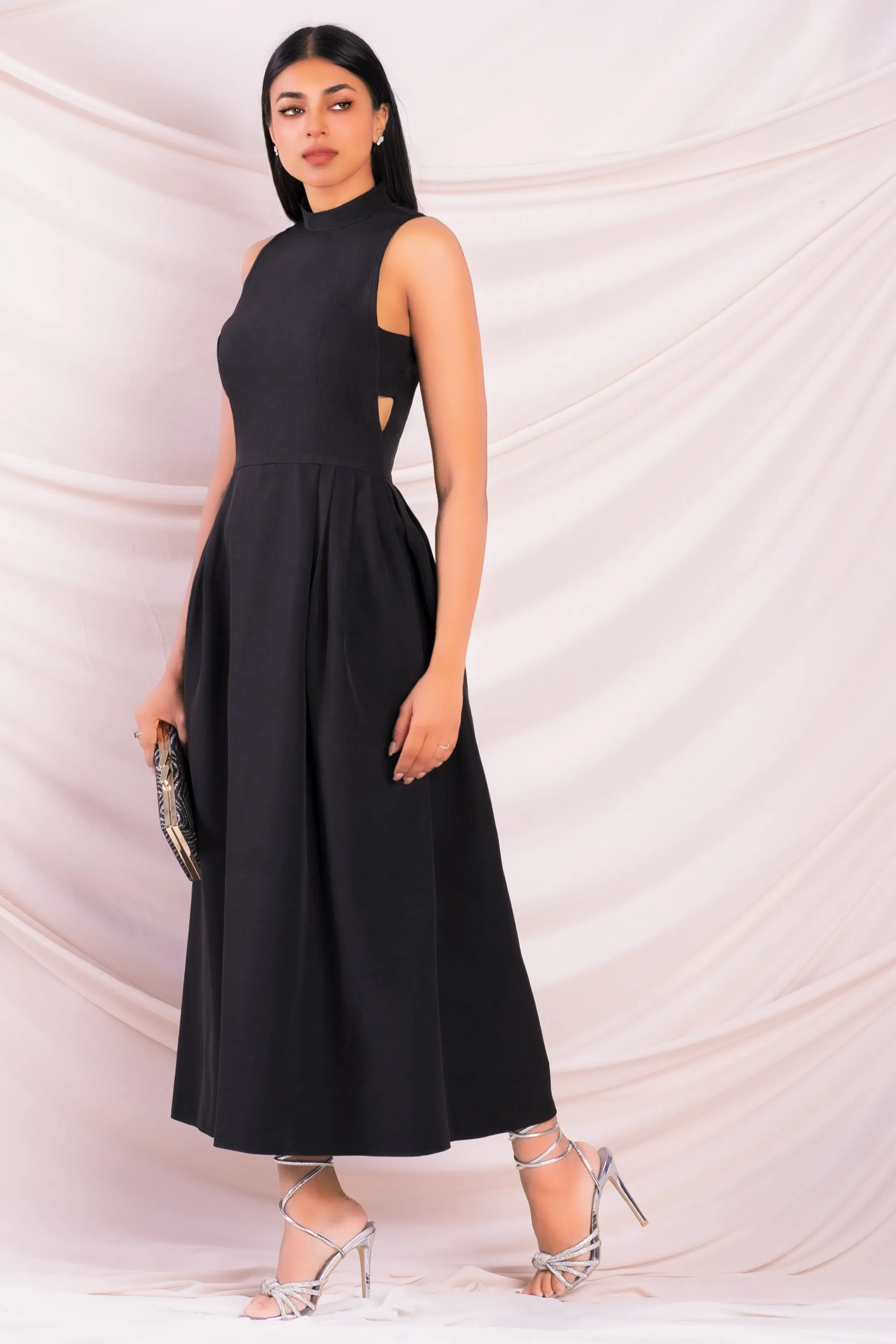 Black Fit & Flare Maxi Dress