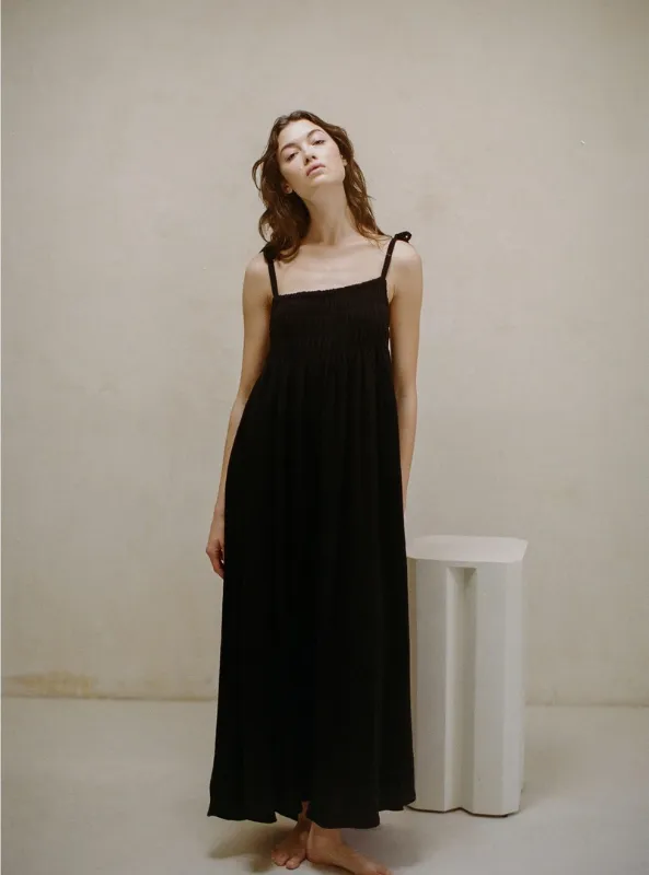 Black Gauze Maxi Dress