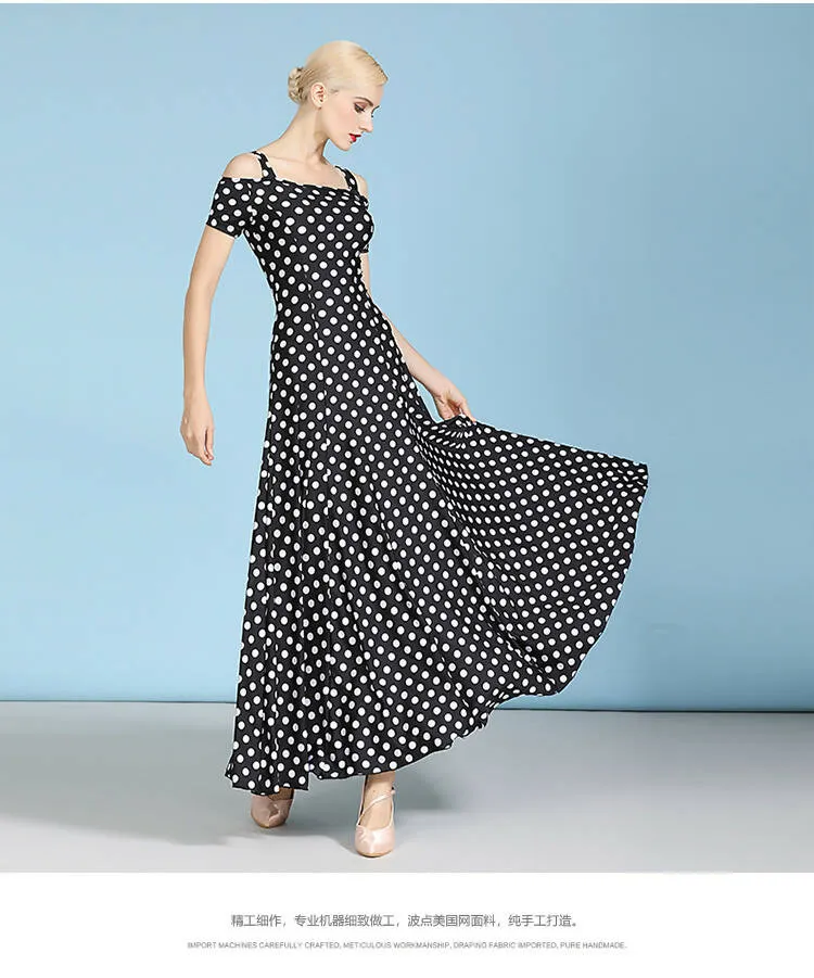 Black/Blue/Red/Pink Polka Dot Standard Dress | 9068