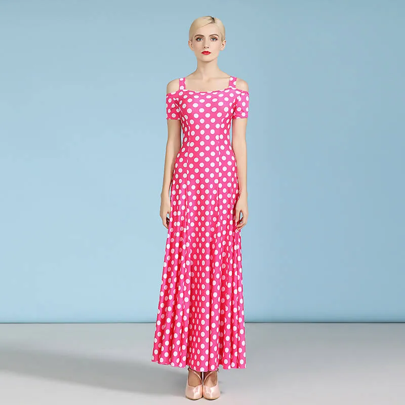 Black/Blue/Red/Pink Polka Dot Standard Dress | 9068