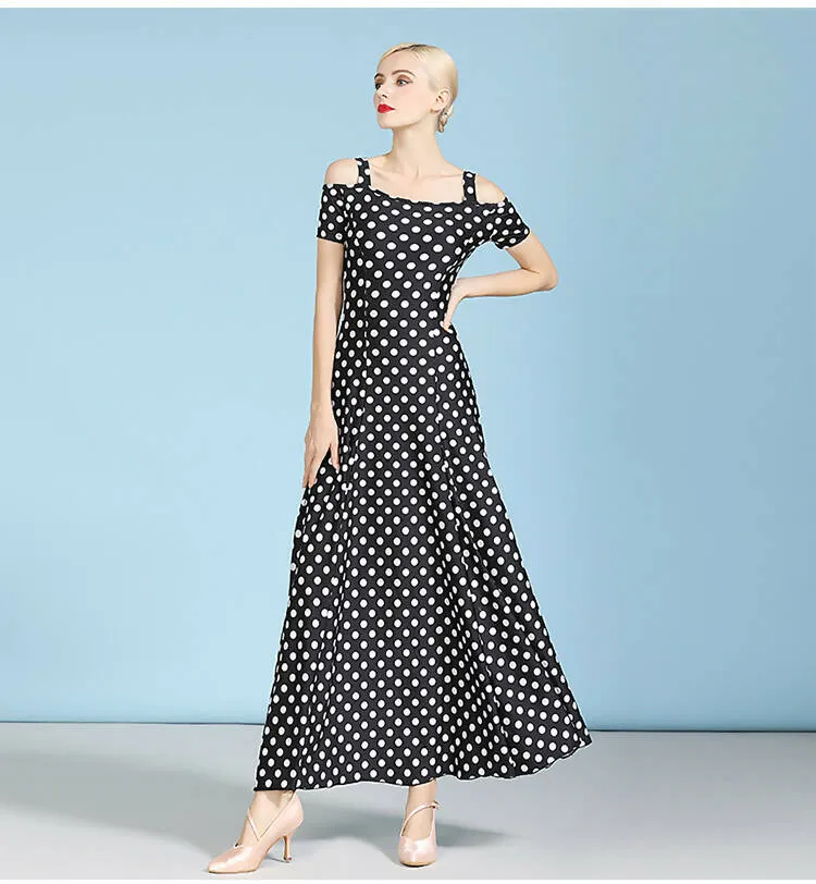 Black/Blue/Red/Pink Polka Dot Standard Dress | 9068