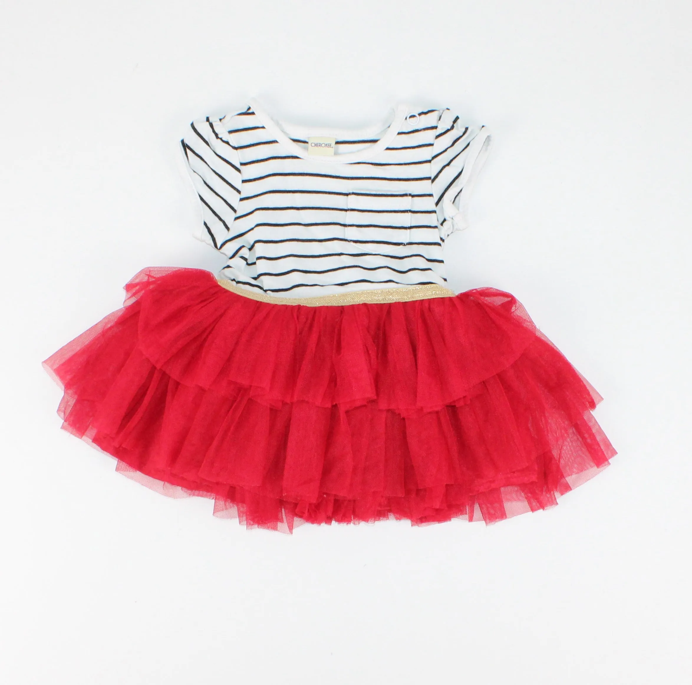 CHEROKEE RED TULLE DRESS 3-6M EUC