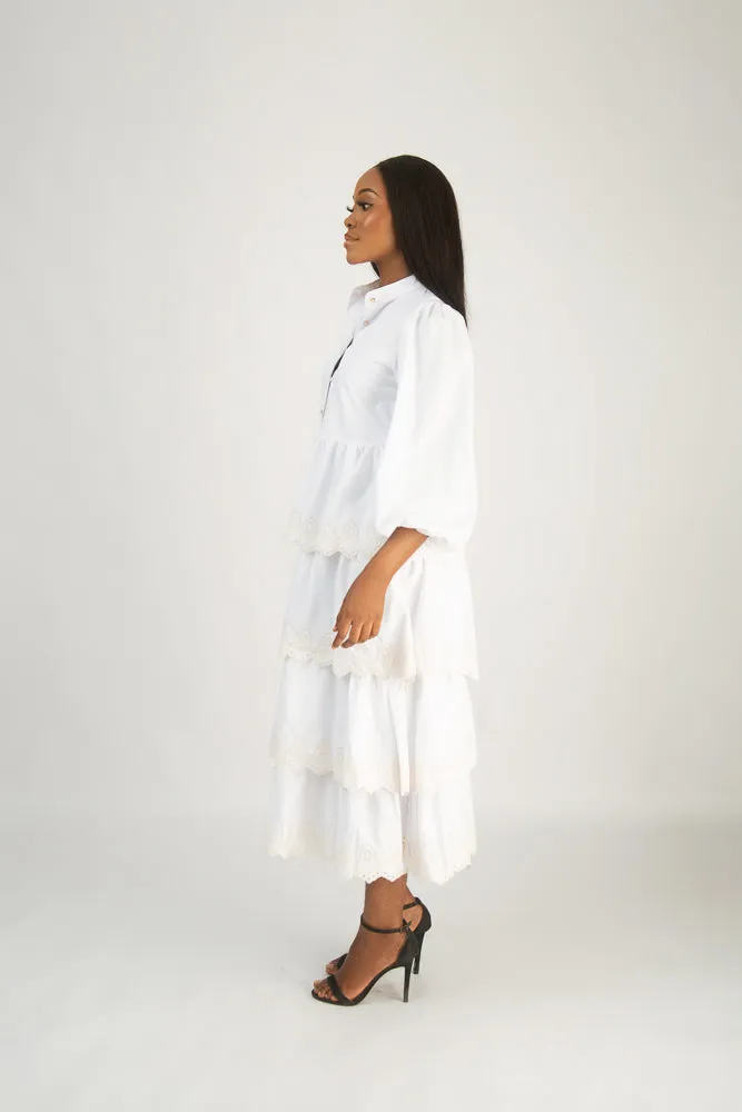 CHRISTY LAYERED DRESS- WHITE