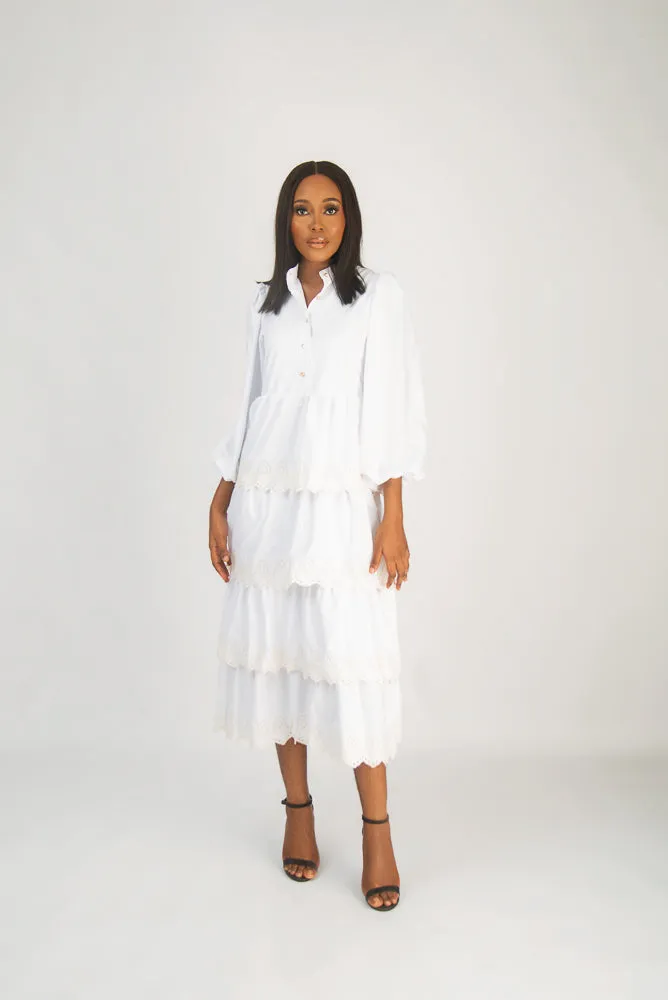 CHRISTY LAYERED DRESS- WHITE