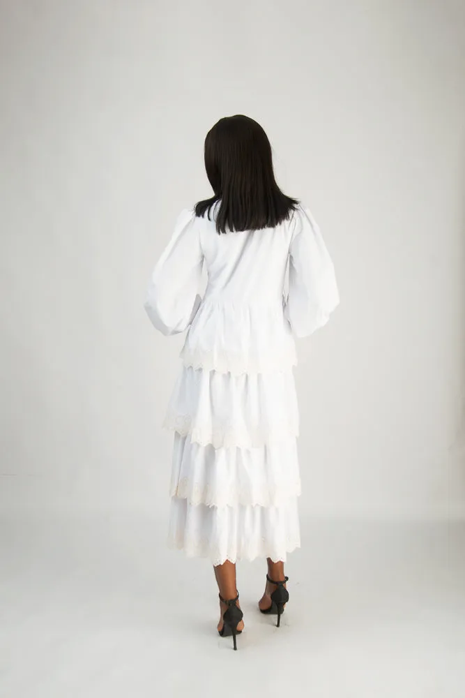 CHRISTY LAYERED DRESS- WHITE