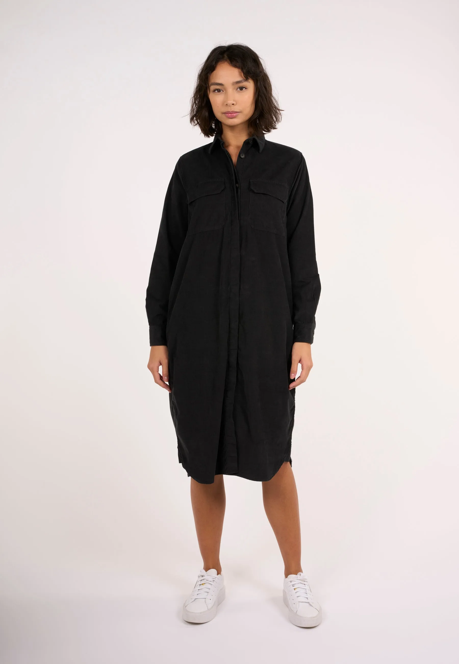 Corduroy shirt dress - Black Jet