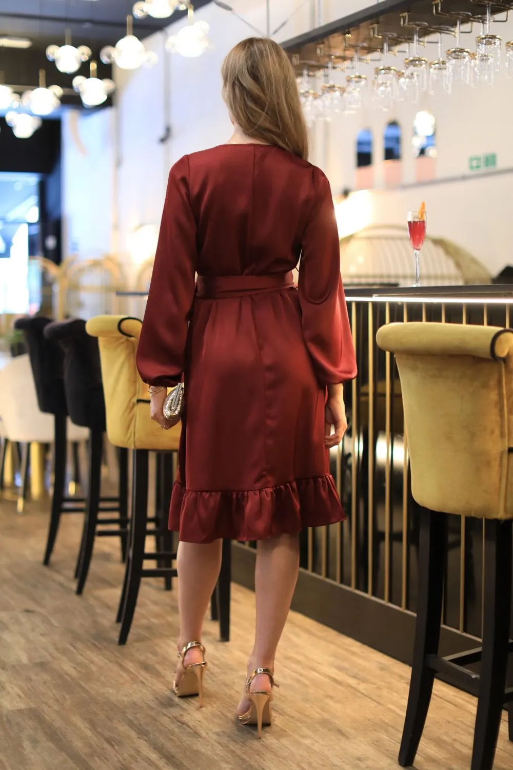 Double Second Red Frill Wrap Dress