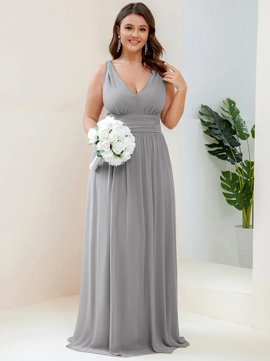 Double V-Neck Maxi Long Wholesale Plus Size Evening Dresses