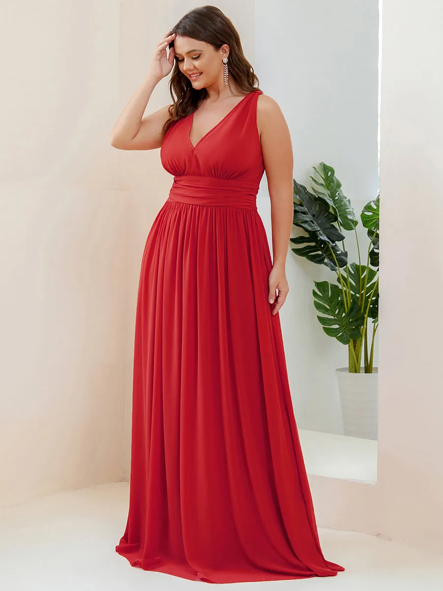 Double V-Neck Maxi Long Wholesale Plus Size Evening Dresses