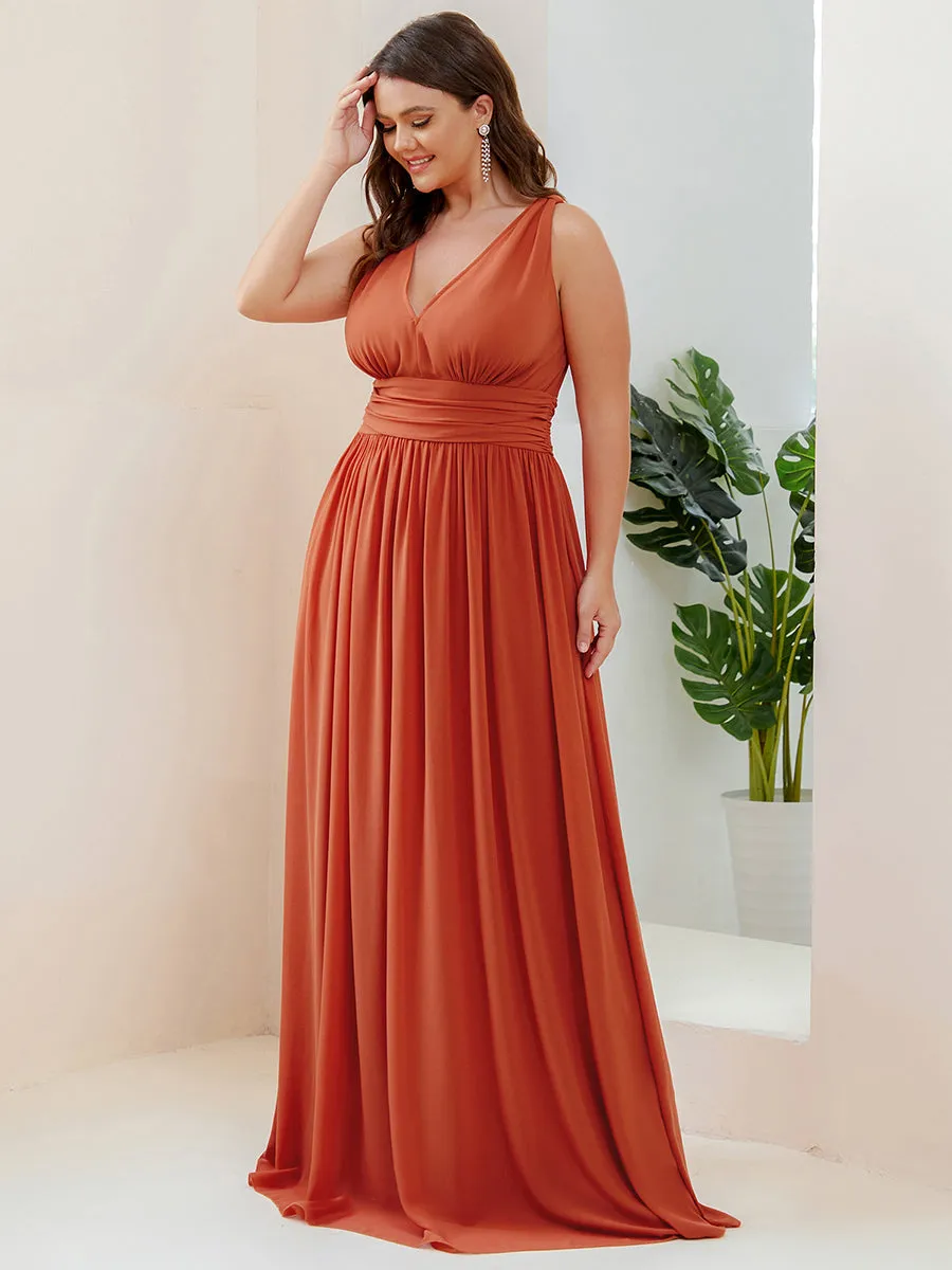 Double V-Neck Maxi Long Wholesale Plus Size Evening Dresses