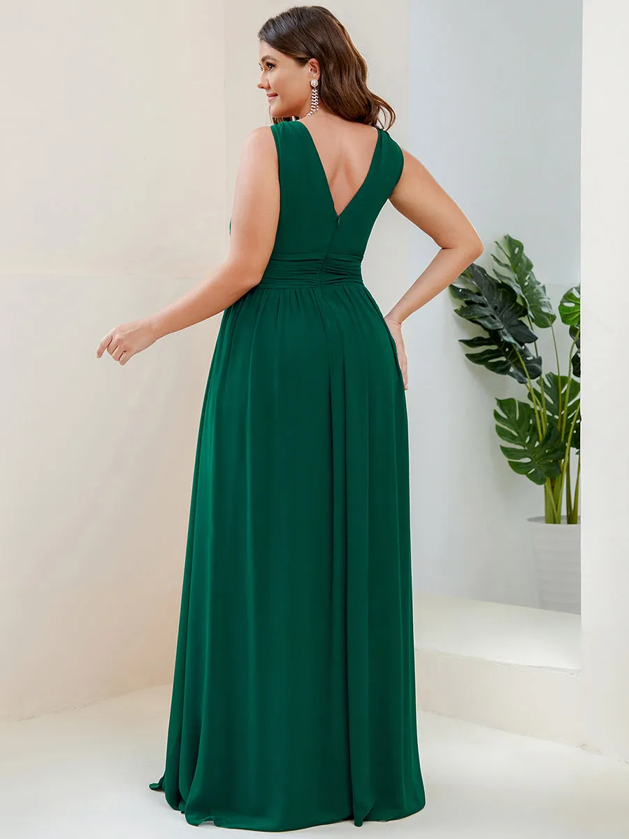 Double V-Neck Maxi Long Wholesale Plus Size Evening Dresses