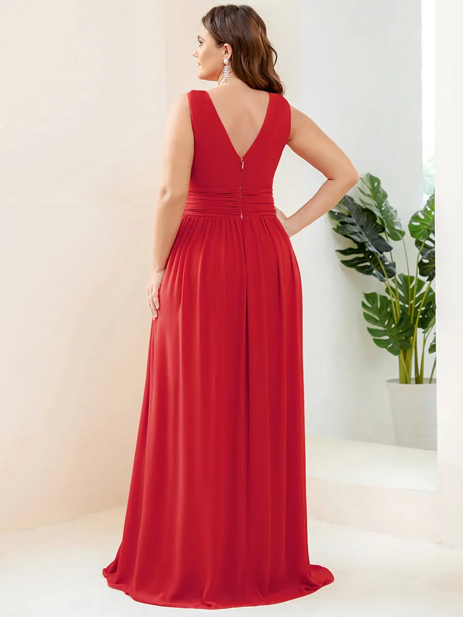 Double V-Neck Maxi Long Wholesale Plus Size Evening Dresses