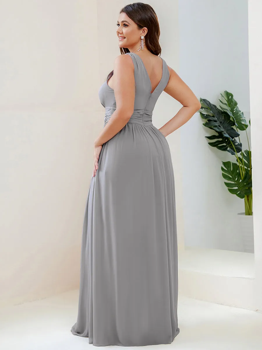 Double V-Neck Maxi Long Wholesale Plus Size Evening Dresses