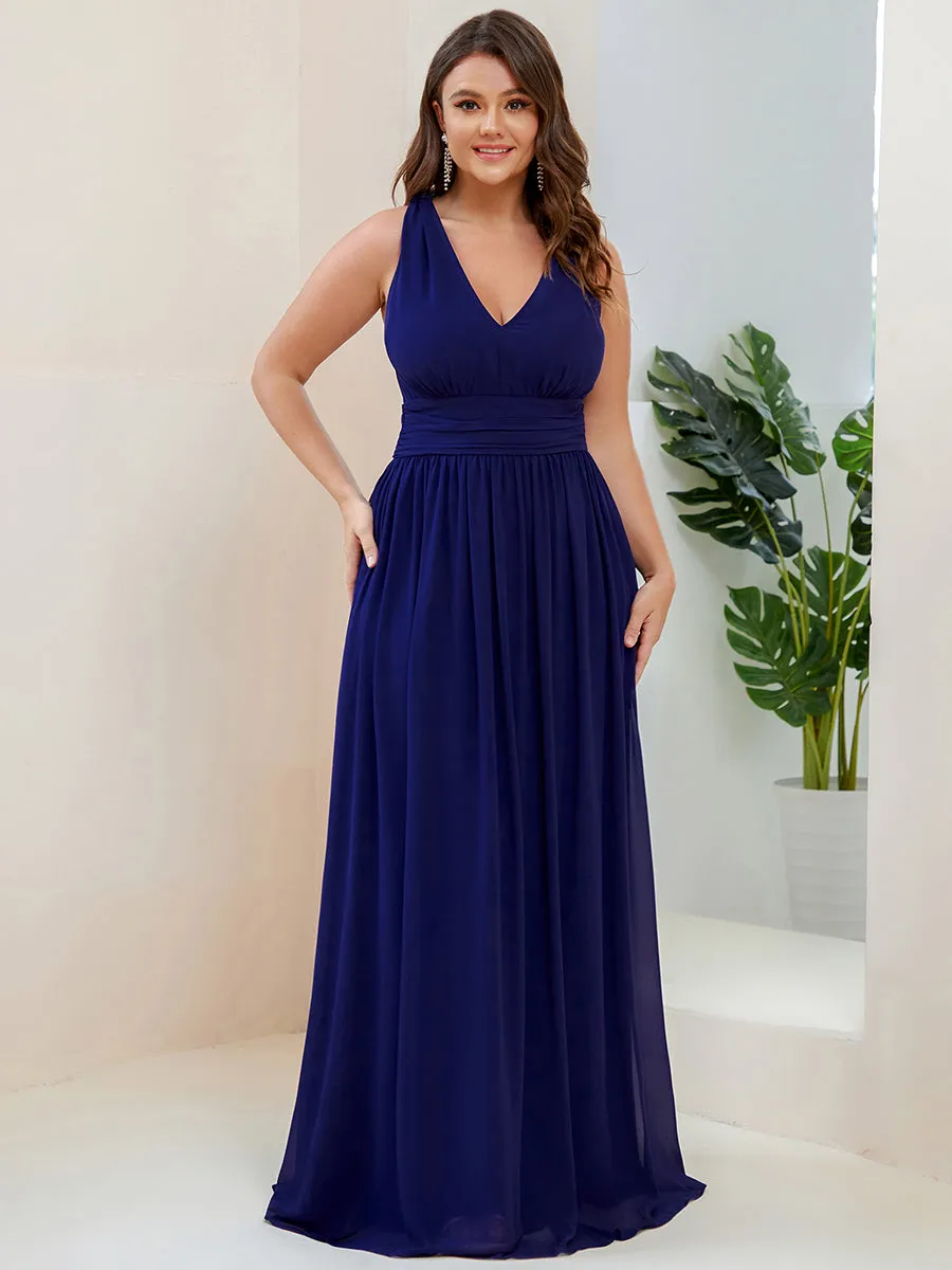 Double V-Neck Maxi Long Wholesale Plus Size Evening Dresses