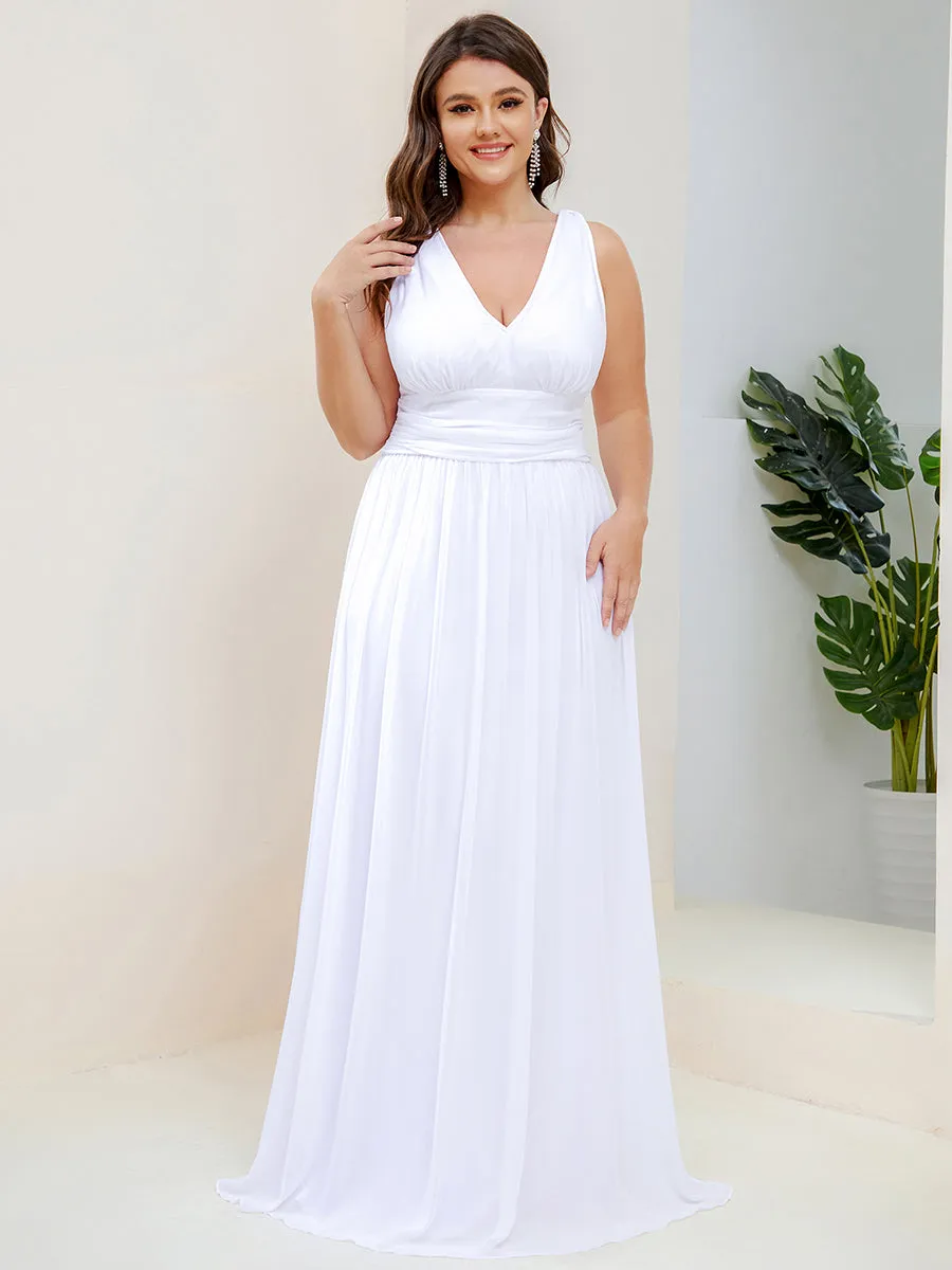 Double V-Neck Maxi Long Wholesale Plus Size Evening Dresses