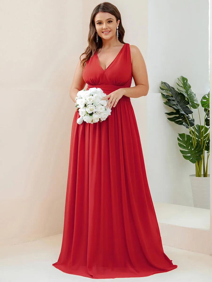 Double V-Neck Maxi Long Wholesale Plus Size Evening Dresses