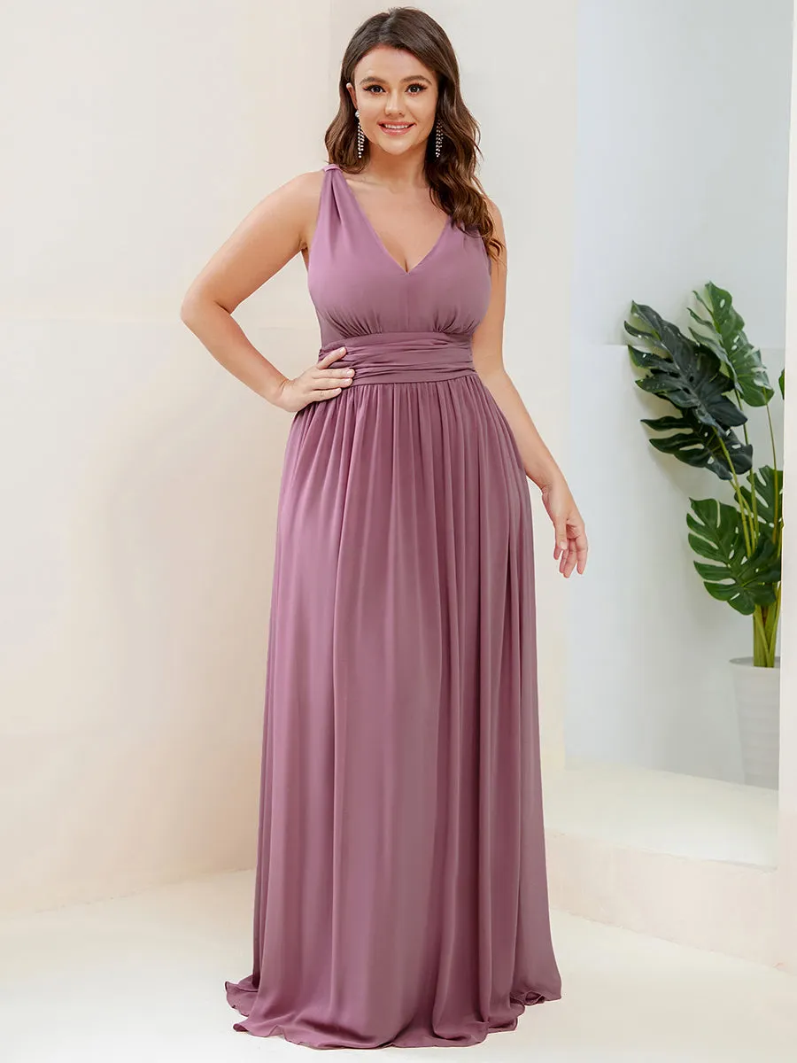 Double V-Neck Maxi Long Wholesale Plus Size Evening Dresses