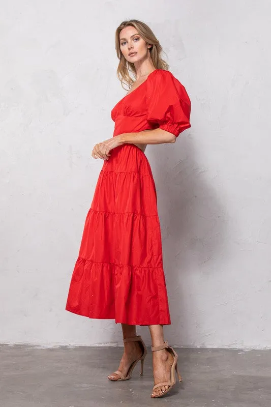 Dreamy Day Out Red Cutout Maxi Dress