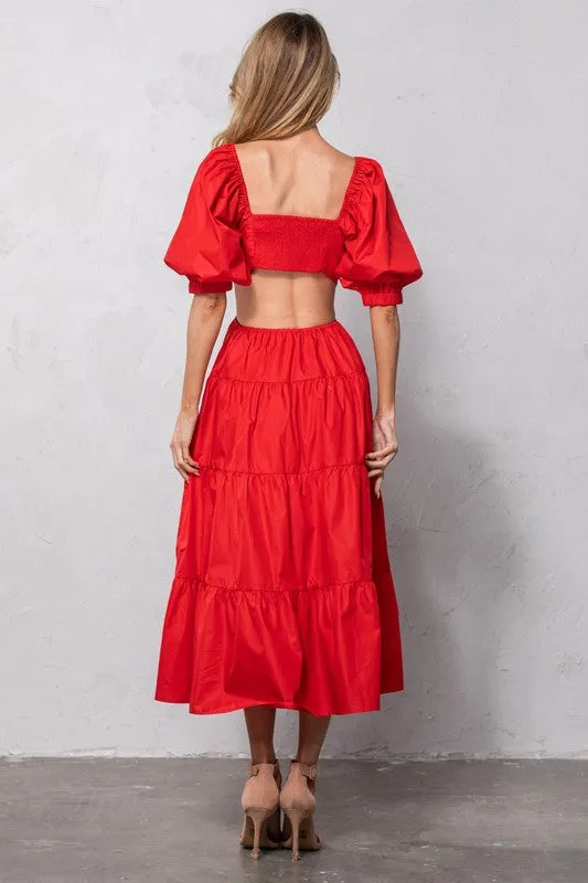 Dreamy Day Out Red Cutout Maxi Dress