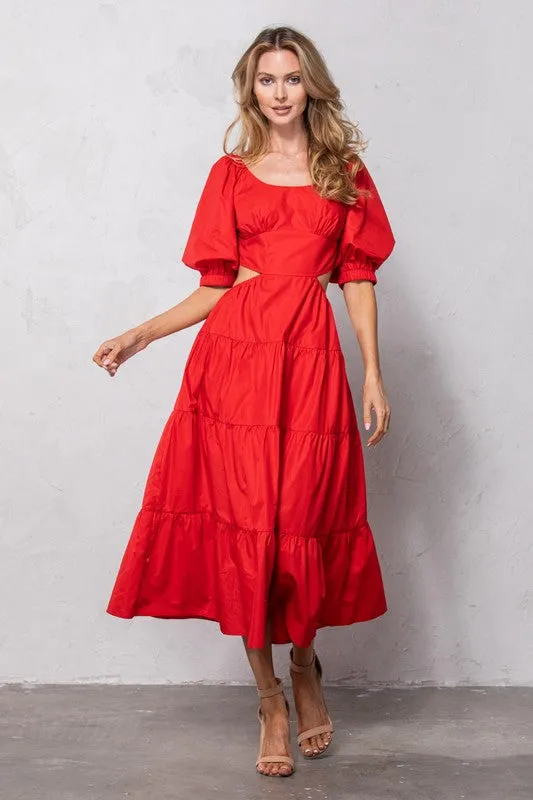 Dreamy Day Out Red Cutout Maxi Dress