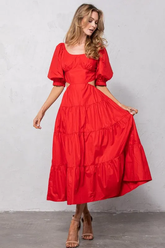 Dreamy Day Out Red Cutout Maxi Dress