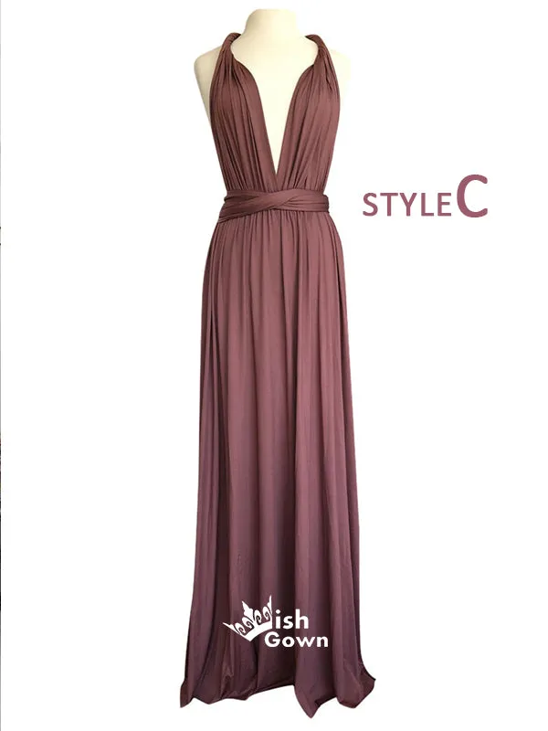 Dusty Rose Different Styles Jersey A-line Long Wedding Guest Bridesmaid Dresses, WGM019