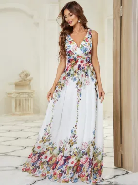 Elegant Wholesale Maxi Long Evening Dresses With Double V-Neck