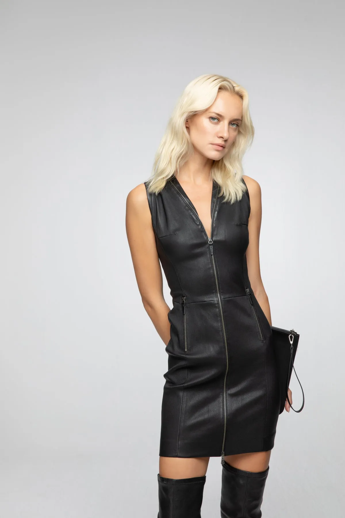 Eloise - Black Leather Dress