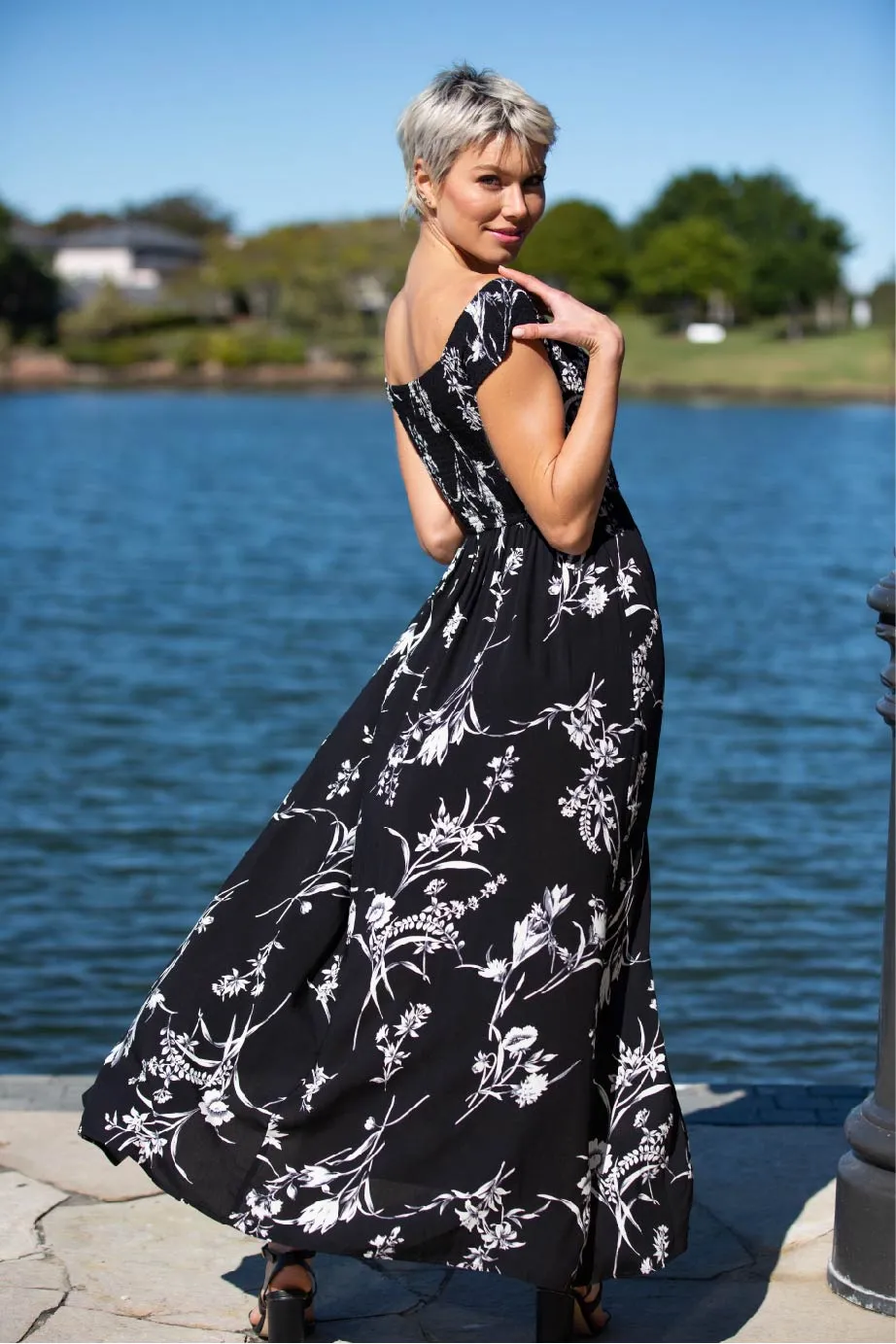 Fioralla Black Print Dress