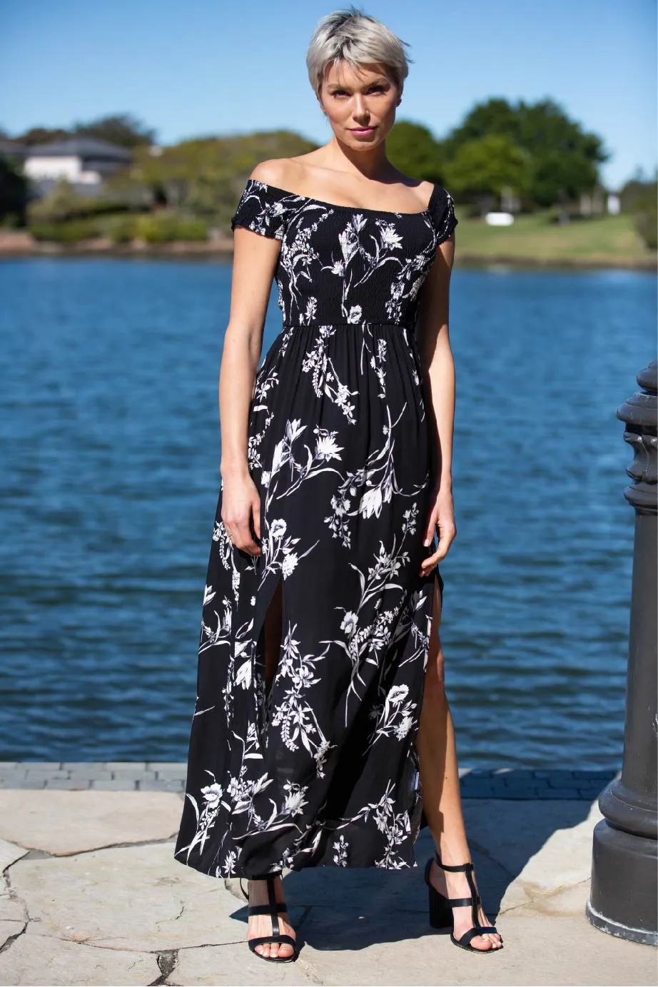 Fioralla Black Print Dress