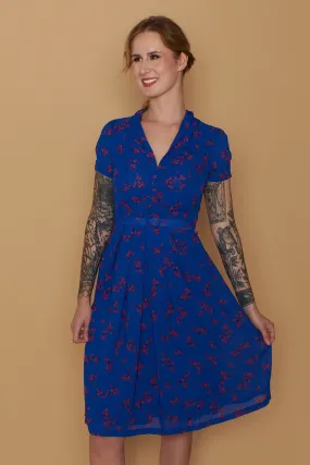 Grace Kelly Blue & Red Floral Dress