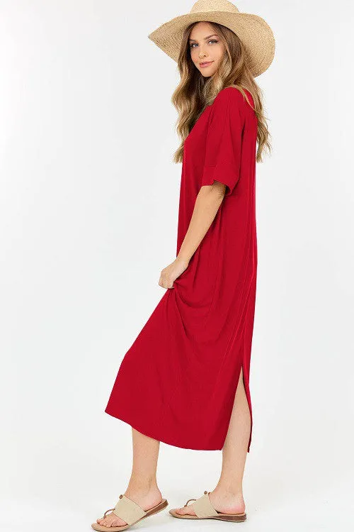 Jaci T-Shirt Dress-Red