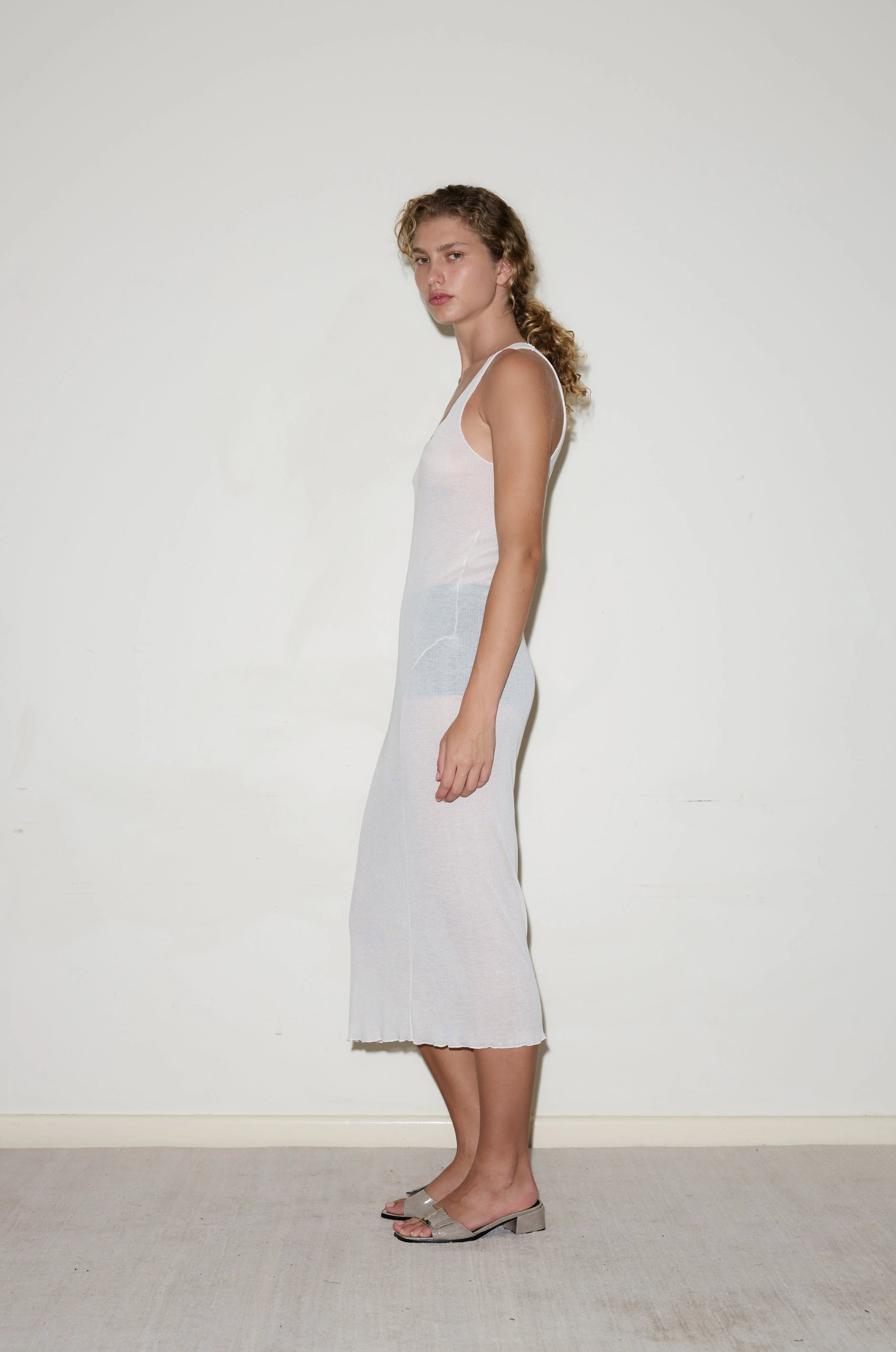 Knit Singlet Dress - Off White