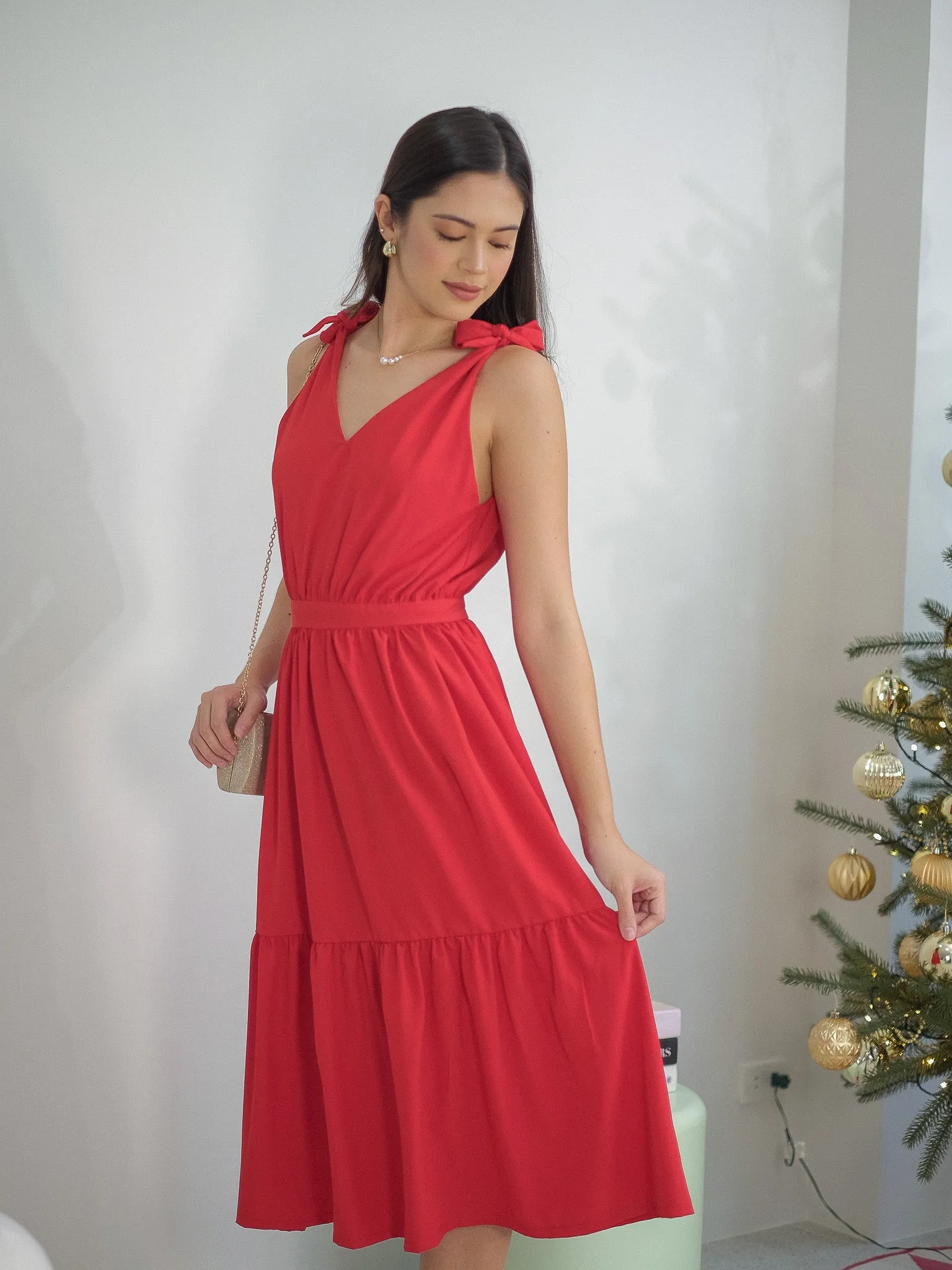 Locca midi dress - scarlet red