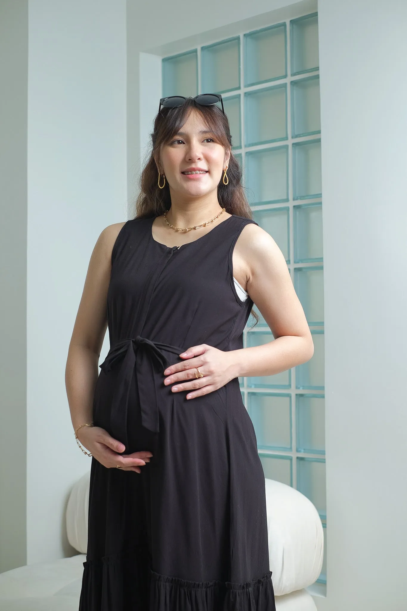 Margaret Maternity Nursing Dress - Black