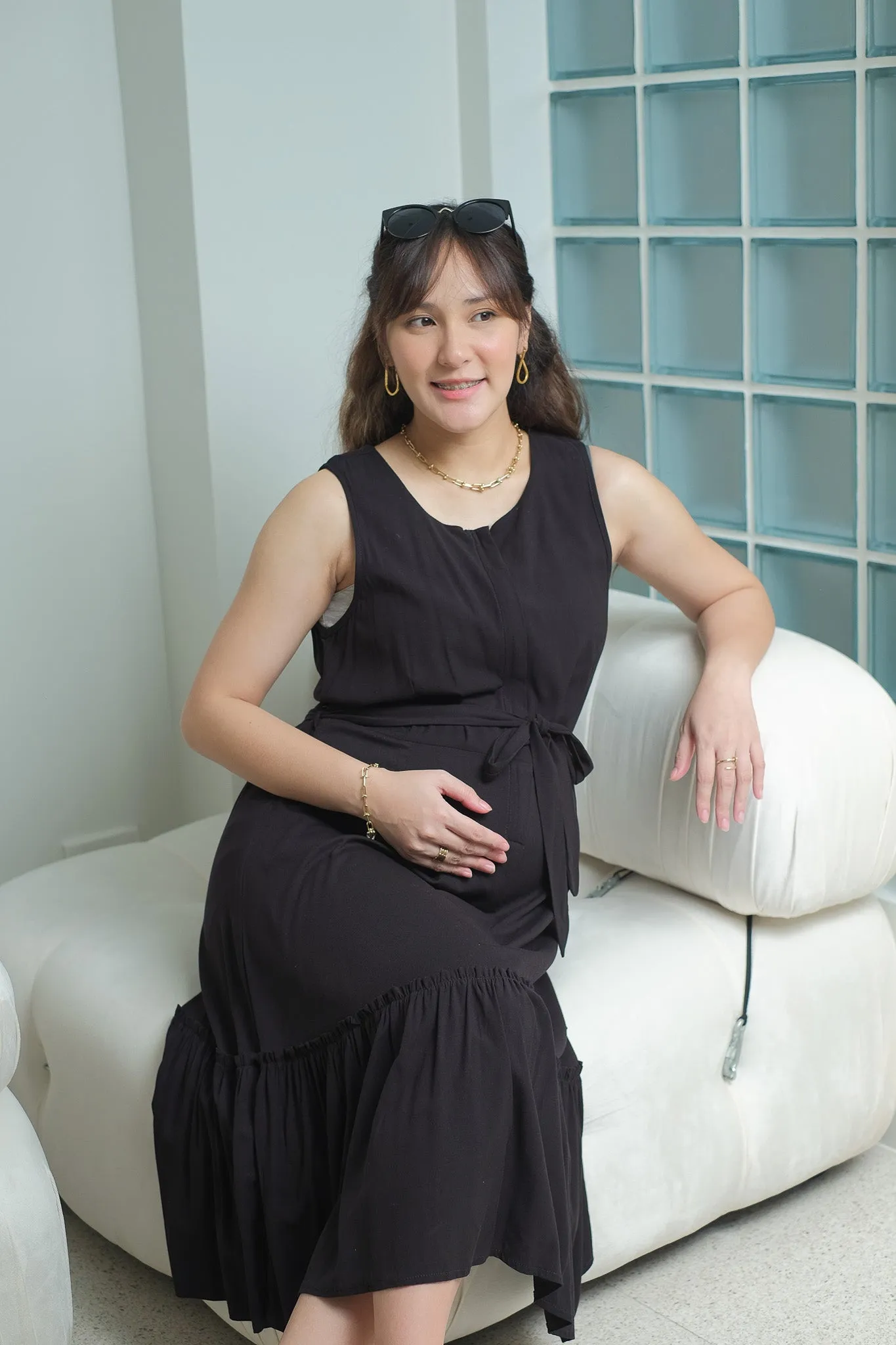 Margaret Maternity Nursing Dress - Black