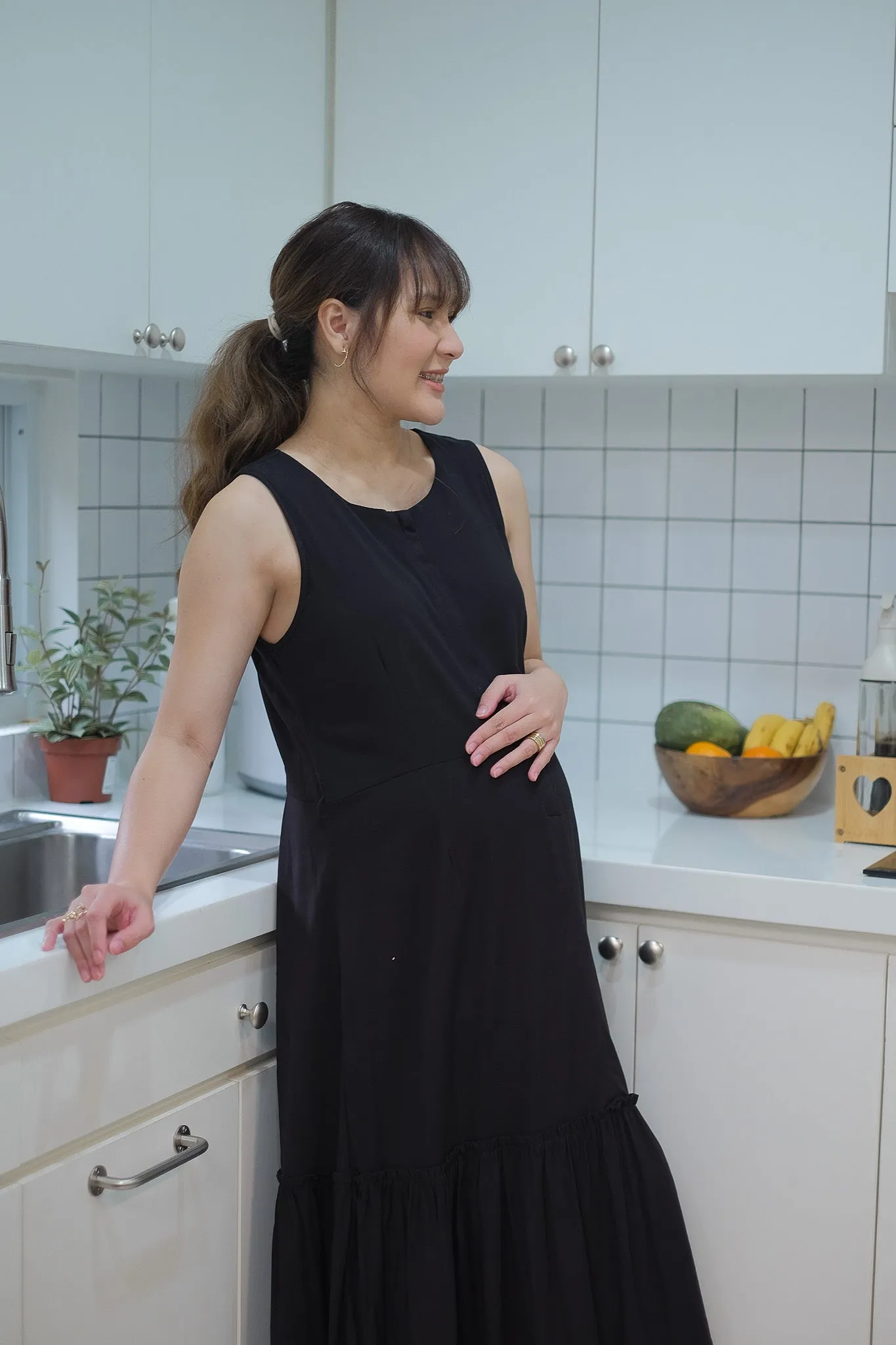 Margaret Maternity Nursing Dress - Black